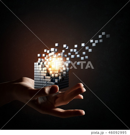 Cube in male hand Cube in male hand 46092995