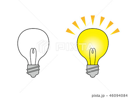 電球２つのイラスト 消灯と点灯 のイラスト素材