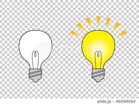 電球２つのイラスト 消灯と点灯 のイラスト素材