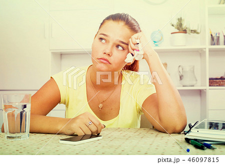 girl waiting phone call girl waiting phone call 46097815