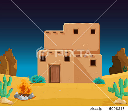 An adobe house at desert 46098813