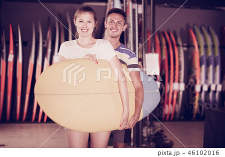 Young couple is showing colorful boards Young couple is showing colorful boards 46102016