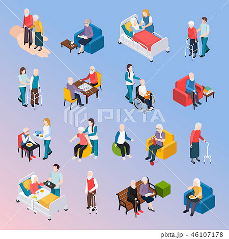 Elderly People Isometric Set Elderly People Isometric Set 46107178