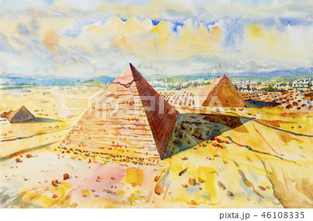 The Great pyramid with desert in Giza, Egyptのイラスト素材