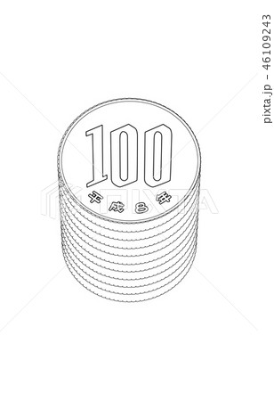 日本円百円硬貨束線裏 46109243