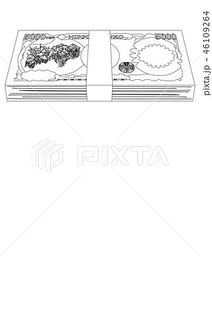 日本円五千円札束線裏 46109264