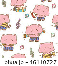 Elephant musician seamless pattern background 46110727