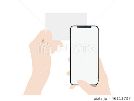 カードにスマホをかざす手のイラスト素材