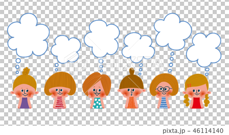 女孩與講話泡泡並排排隊 46114140