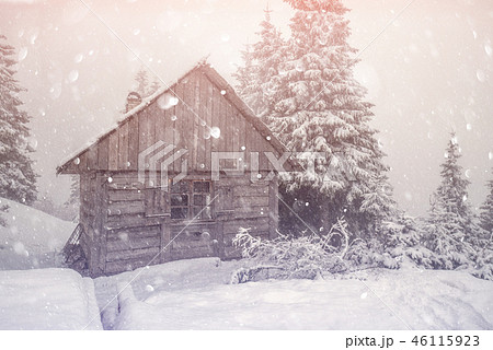 Fantastic landscape with snowy house Fantastic landscape with snowy house 46115923