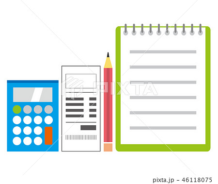 レシート 領収書 電卓 えんぴつのイラスト素材 レシート 領収書 電卓 えんぴつのイラスト素材