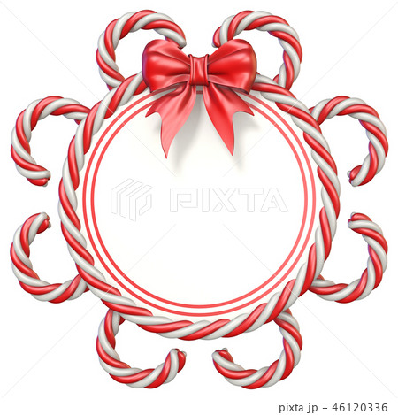 Candy cane frame with ribbon bow 3D 46120336