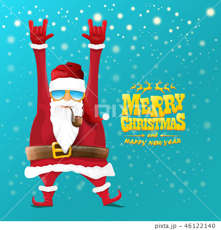 vector rock n roll santa claus with smoking pipe, santa beard and funky santa hat. Christmas hipster vector rock n roll santa claus with smoking pipe, santa beard and funky santa hat. Christmas hipster 46122140
