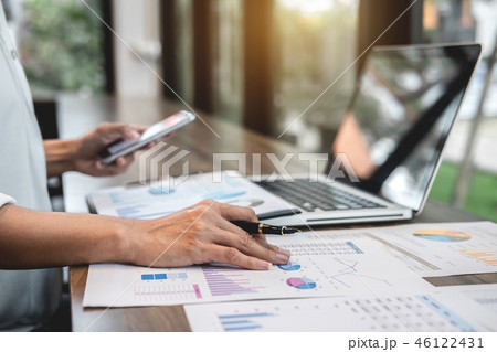 Business woman accountant working audit and calculating expense 46122431
