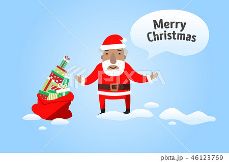 Merry Christmas. Santa Claus with a sack of gifts. Merry Christmas. Santa Claus with a sack of gifts. 46123769