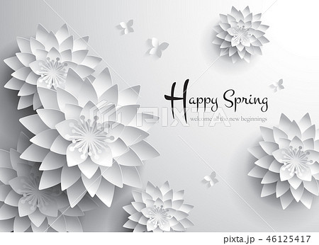 Happy Spring. Vector Paper Graphic of Lotus. 46125417