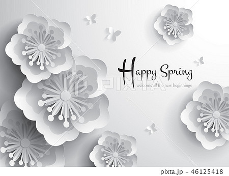 Happy Spring. Vector Paper Graphic of Blossom. 46125418