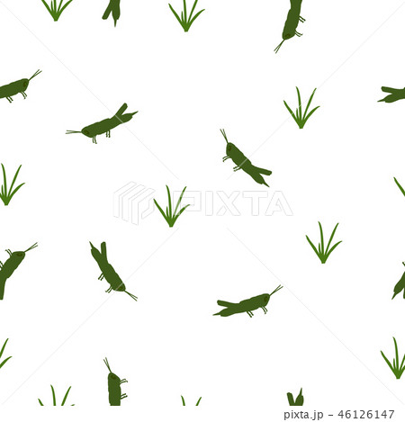 Seamless pattern green Locust and grass on white Seamless pattern green Locust and grass on white 46126147