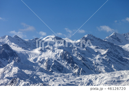 View on snowy mountain and glacier in nice evening 46126720