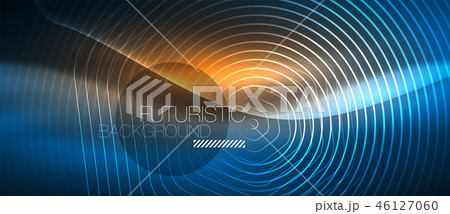Neon glowing lines, magic energy space blue light concept, abstract background wallpaper design Neon glowing lines, magic energy space blue light concept, abstract background wallpaper design 46127060