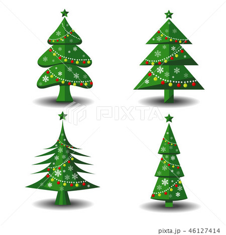 Green christmas tree vector set isolated on white. Green christmas tree vector set isolated on white. 46127414