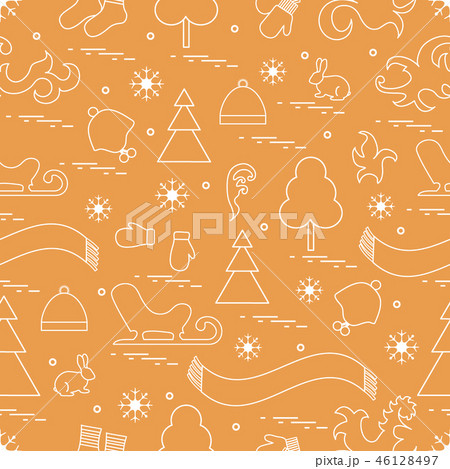 Seamless pattern with variety winter elements: Seamless pattern with variety winter elements: 46128497
