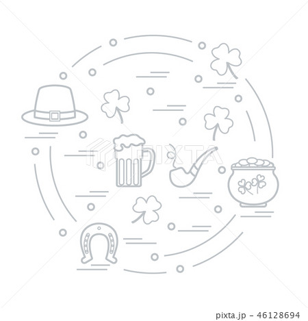 different symbols for St Patrick's Day arranged in 46128694