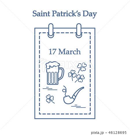 calendar with a beer, clover, tobacco pipe for St calendar with a beer, clover, tobacco pipe for St 46128695