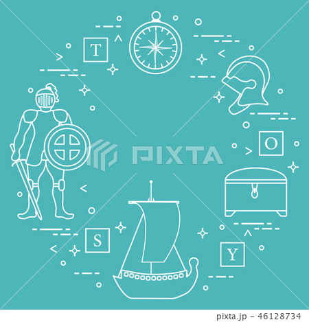 Knight, shield, sword, helmets, ship and other 46128734