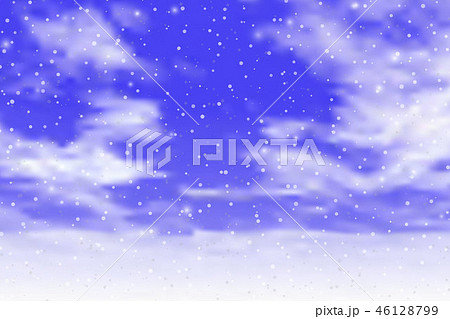 illustration of blue cloudy sky with falling snow 46128799