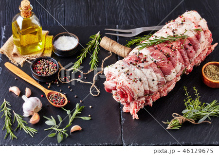 raw italian Porchetta seasoned with spicies 46129675