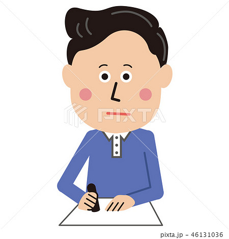 ポップな男性　書類に判を押す 46131036