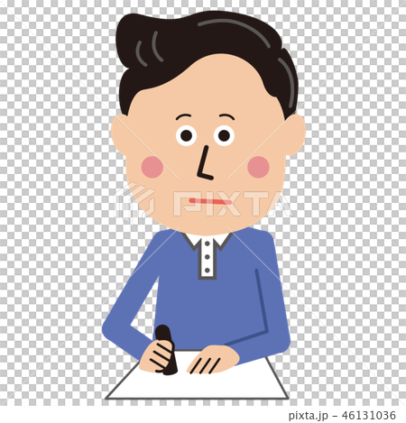 ポップな男性　書類に判を押す 46131036