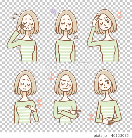 Menstrual cramp symptom set Menstrual cramp symptom set 46133085