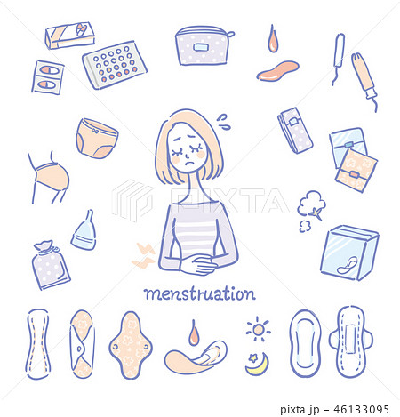 生理用品 女性 セットのイラスト素材