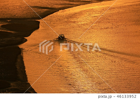 順天湾 夕焼け 干潟 46133952