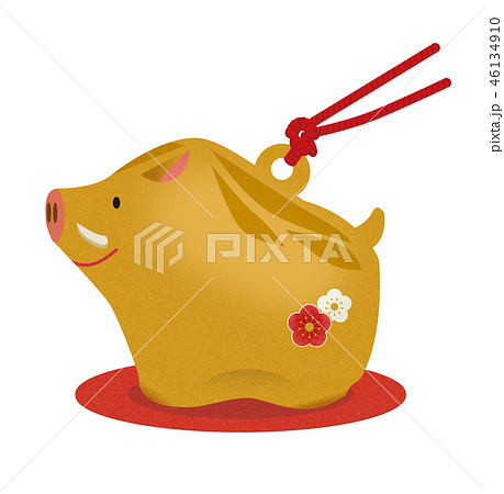 年賀状素材 猪の土鈴のイラスト 猪の鈴 干支 十二支 Boar S Toyのイラスト素材