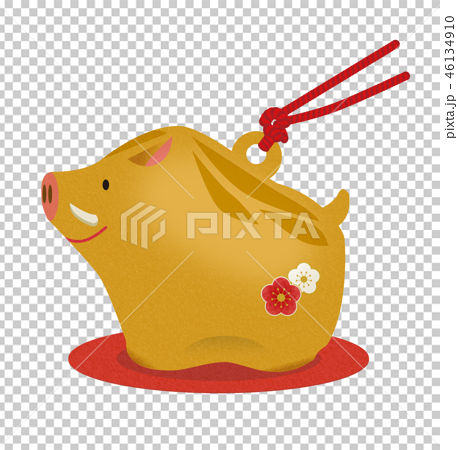 年賀状素材 猪の土鈴のイラスト 猪の鈴 干支 十二支 Boar S Toyのイラスト素材