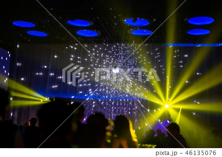 Blurred concept night scene in concert party with audience and lighting. 46135076