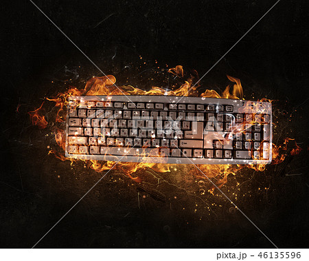 Keyboard burning with fire Keyboard burning with fire 46135596
