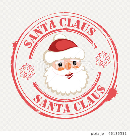Christmas print with the look of a cute smiling Santa Claus with text and snowflakes. Christmas print with the look of a cute smiling Santa Claus with text and snowflakes. 46136551