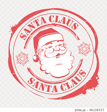 Christmas round print with an attractive Santa Claus with text and snowflakes. Christmas round print with an attractive Santa Claus with text and snowflakes. 46136557