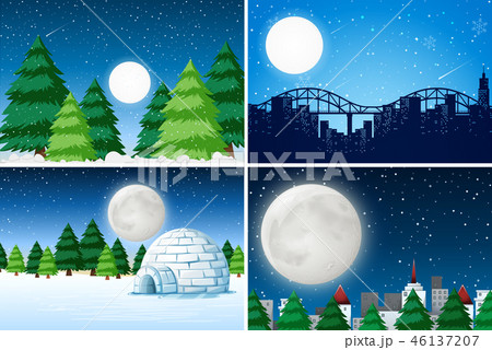 Set of outdoor winter landscape Set of outdoor winter landscape 46137207