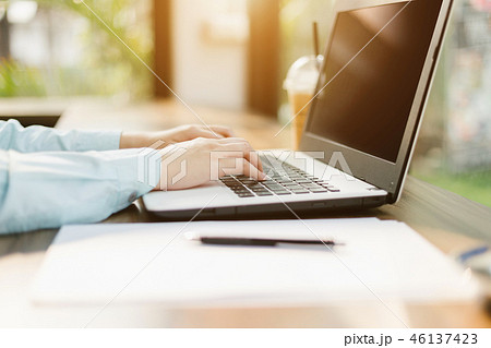 business female working with laptop business female working with laptop 46137423