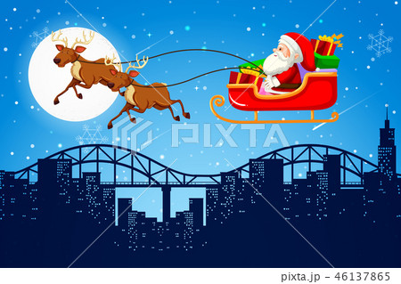 Santa and reign deer scene Santa and reign deer scene 46137865