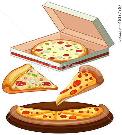 Set of pizza on white background 46137867