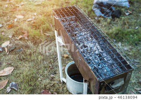 Close up charcoal stove with fire 46138094