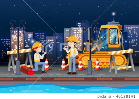 Engineer repairing the road 46138141