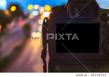 DSLR Camera capturing on colorful light abstract DSLR Camera capturing on colorful light abstract 46138335