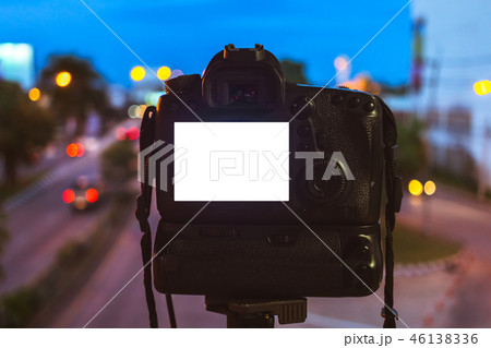 DSLR Camera capturing on colorful light abstract DSLR Camera capturing on colorful light abstract 46138336